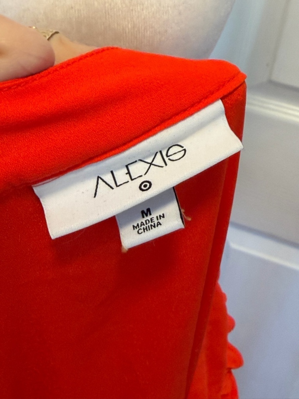 ALEXIS for Target Red Clip Dot Ruffle Tiered Midi Dress Angel Sleeve Wrap Size M - Picture 14 of 15